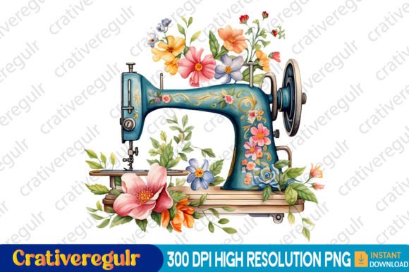 Download Floral Sewing Machines Clipart - Premium Resources