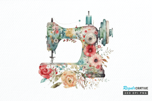Download Floral Sewing Machines Clipart Png - Premium Bundle