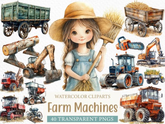 Download Farm Machines Clipart - Premium Bundle