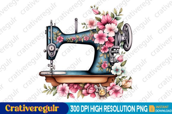 Download Floral Sewing Machines Clipart - Premium Resources